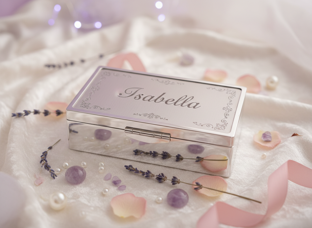A personalised engraved keepsake trinket box